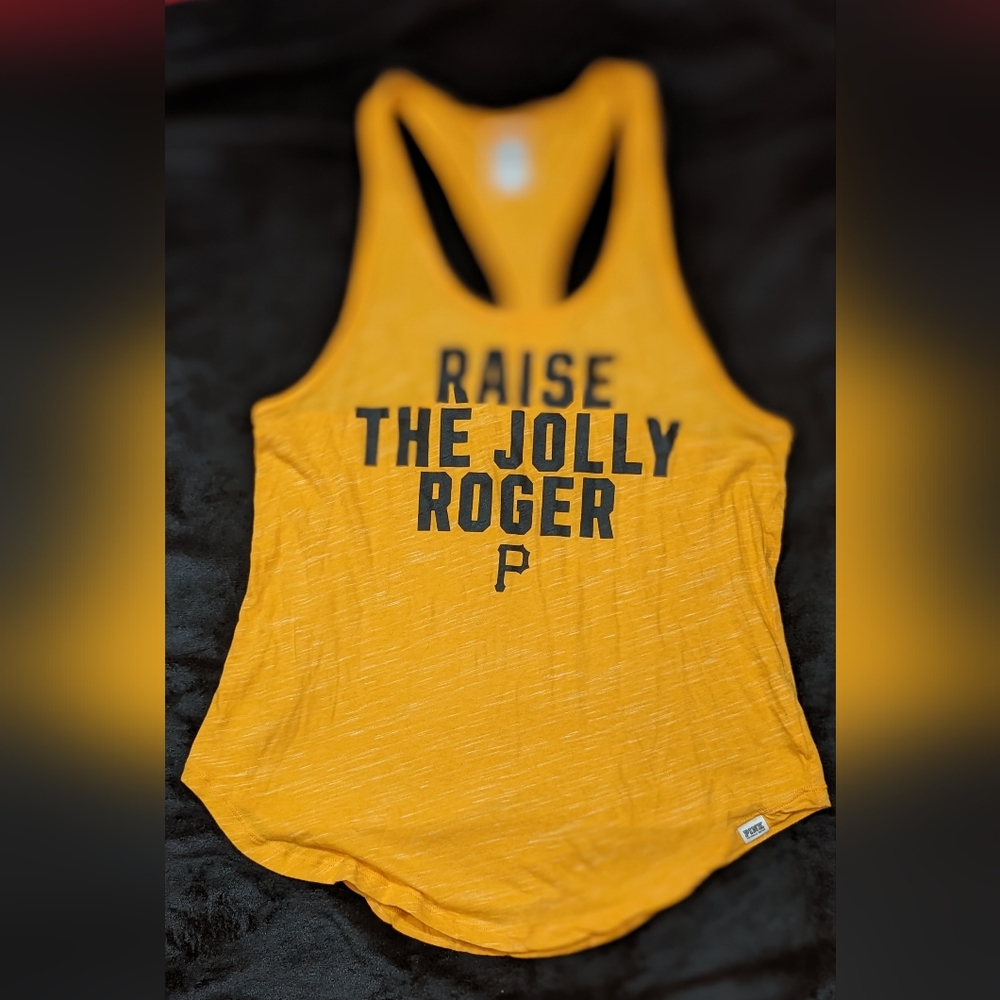 PINK Victoria's Secret Pittsburgh Pirates Raise Jolly Roger Tank Yellow S Small